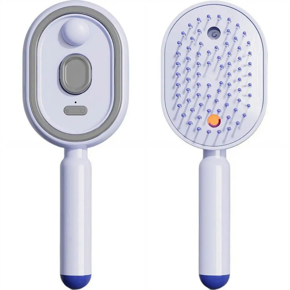  Peine masajeador eléctrico con cojines de aire y pulverizador, 3 en 1, autolimpiante, con vapor, cepillo para aceites esenciales y masajeador de cuero cabelludo recargable